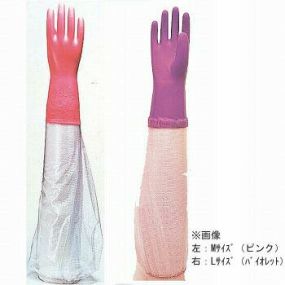 ゴム手袋】腕カバー付薄手 [5双入] 品番:No.240 (M・Lサイズ) ショーワグローブ (作業用手袋) ビニール手袋 肩口までのロングタイプ 裏毛なし  耐油性 耐摩耗性 耐侯性 においが少ない 塩ビ手袋 滑り止め フィット スリッ SHOWA まもる君 作業手袋・ゴム手袋専門店