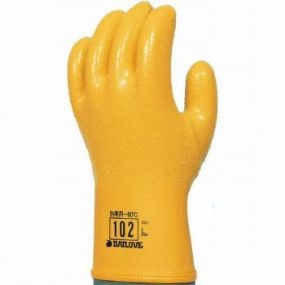 【ゴム手袋】ダイローブ102 L LL 防寒用 ポリウレタン製手袋 [10双入] 品番:102 (L・LLサイズ) ダイローブ (作業用手袋) ビニール手袋 ポリウレタン手袋 裏布付 防寒 ボア 起毛アクリル(着脱不可) ダイヤゴム