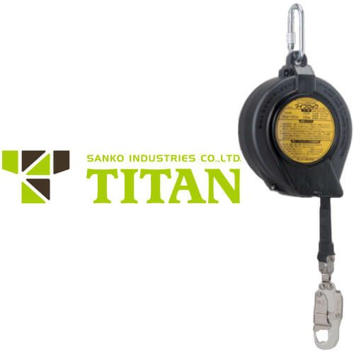 タイタン TITAN サンコー 安全ブロック ストラップ式 マイブロック M-15型 15m 台付ロープ付 引寄ロープ付 巻取式 巻き取り式 事故防止  墜落阻止 墜落防止 落下防止 セーフティーブロック セーフティブロック 高所作業 安全帯 墜落防止装置 まもる君 安全帯・ハーネス専門店