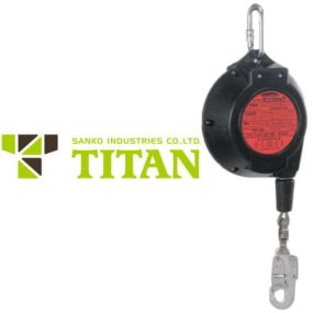 タイタン TITAN サンコー 安全ブロック ワイヤーロープ式 タフブロック HD-12型 台付ロープ付 引寄ロープ付 有効長さ 12m 事故防止 墜落阻止 墜落防止 落下防止 セーフティーブロック セーフティブロック 高所作業 防災 安全帯 墜落防止装置