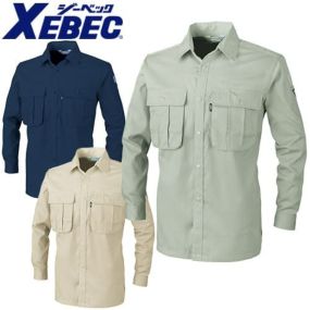 ジーベック XEBEC 3193 長袖シャツ 緑 通年 秋冬用 メンズ 男性用 作業服 作業着 定番