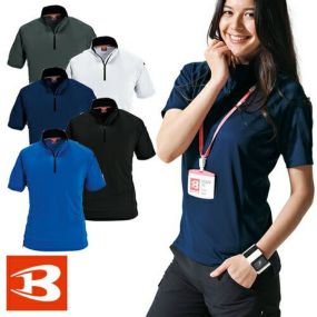 バートル 半袖ジップシャツ BURTLE 415 通年 秋冬 メンズ レディース 半袖Tシャツ 作業着 ストレッチ 吸汗 速乾 消臭 ドライメッシュ 鹿の子 ジップアップ ハーフジップ 半袖シャツ おしゃれ 人気 激安 安い かっこいい おすすめ 無地