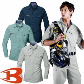 バートル 長袖シャツ BURTLE 9023 作業着 通年 秋冬 メンズ ストレッチ 耐久性 防汚 撥水 吸汗 速乾 制電 作業服 作業シャツ ワーク マン おしゃれ 人気 安い 激安 かっこいい かわいい おすすめ オールシーズン 無地 大きいサイズ