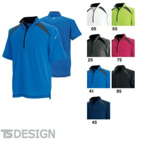 TS Design 藤和 3015 ショートスリーブハーフジップ ユニセックス(メンズ・レディース対応) 秋冬 半袖ジップアップシャツ カジュアル