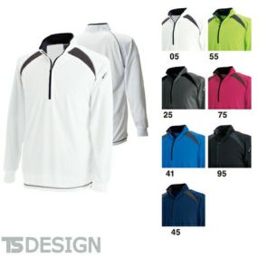 TS Design 藤和 3025 ロングスリーブハーフジップ ユニセックス(メンズ・レディース対応) 秋冬 長袖ジップアップシャツ カジュアル