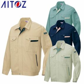 作業服 綿 100% ブルゾン 作業着 ジャケット 燃えにくい 丈夫 ジャンパー 上着 長袖 通年 秋冬 アイトス AITOZ AZ-771 おしゃれ かっこいい 人気 企業 法人 作業 ユニフォーム 仕事 土木 工事 メンズ レディース 男女兼用 防寒着 防寒ジャケット