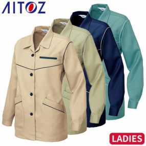 作業着 ジャンパー ジャケット アイトス AITOZ AZ-817 レディース長袖スモック 作業服 帯電防止 JIS規格対応 エコ素材 女性用 上着 レディース上着 女性用作業着 おしゃれ かっこいい 企業 法人 ワーク 作業 ワークユニフォーム 大きいサイズ 3L 4L 5L