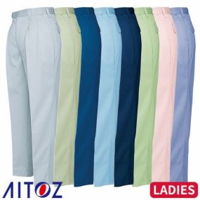 アイトス AZ-6323 レディースシャーリングパンツ 2タック ツータック AITOZ 作業服 作業着 ボトムス パンツ ズボン レディース 女性用 秋冬 帯電防止