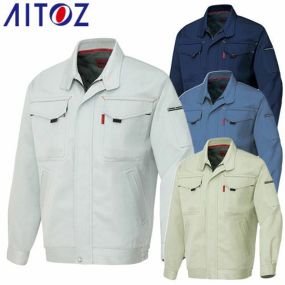作業服 綿 100% ブルゾン 作業着 ジャケット やわらかい 丈夫 ジャンパー 上着 長袖 通年 秋冬 アイトス AITOZ AZ-6530 おしゃれ かっこいい 大きいサイズ 4L 5L 6L 秋冬 メンズ レディース 男女兼用 防寒着 防寒ジャケット