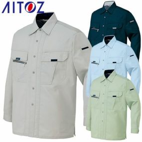 アイトス AZ-9035 長袖シャツ AITOZ 作業服 作業着 長袖 ワークウエア ボタンダウン シャツ ワークシャツ 秋冬 メンズ レディース 男女兼用 ワークウェア 帯電防止 抗菌 防臭 消臭 吸汗 速乾 通気性