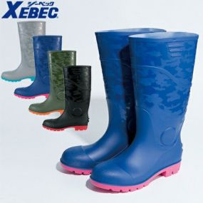 長靴 安全ブーツ ジーベック XEBEC 85764 鋼製先芯 耐油 防水 迷彩風 レインブーツ ロングタイプ 3E メンズ レディース 一体成型 PVC素材 おしゃれ かっこいい 人気 室内作業 農作業 土木 建築 普段履き
