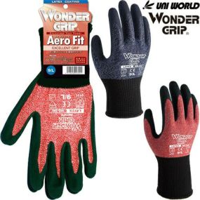 全面コーティング手袋 ユニワールド ワンダーグリップ アクア 天然ゴム