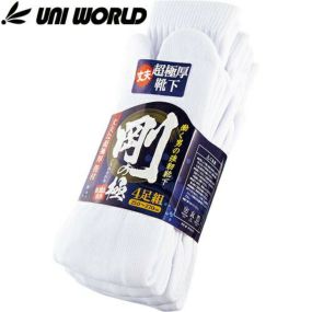 靴下 ユニワールド 剛の極 ホワイト 指付 4足組 9002-WH ソックスソックス 靴下