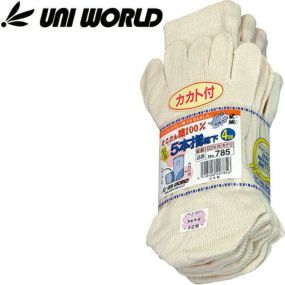 靴下 ユニワールド カカト付き5本指靴下 キナリ 4足組 785 ソックスソックス 靴下