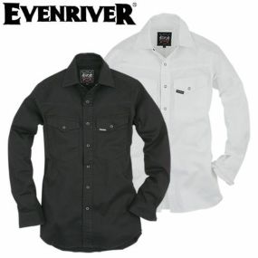 長袖シャツ 刺子シャツ 作業着 イーブンリバー EVENRIVER 綿100 耐久性 おしゃれ 人気 安い かっこいい おすすめ 作業服 ワーク マン メンズ 通年 秋冬 オールシーズン 黒 白 鳶職 ワークウェア ワークシャツ 衿付きシャツ K-006