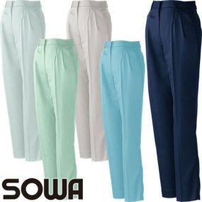 レディース専用 スラックス 作業着 春夏 制電 耐久性 エコ SOWA 桑和 レディースツータックスラックス ワークパンツ 作業服 作業ズボン レディース 女性 パンツ おしゃれ 涼しい 人気 安い 激安 かわいい かっこいい 制服 大きいサイズ 410