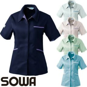 レディース専用 半袖ブルゾン 作業着 桑和 SOWA 帯電防止 制電 耐久性 エコ ジャケット ジャンパー ブルゾン おしゃれ レディース 女性 作業服 春夏 ワーク ウーマン 人気 安い 激安 かわいい かっこいい おすすめ 上着 大きいサイズ 422