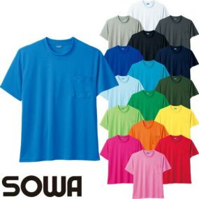 半袖Tシャツ 無地 SOWA 桑和 ストレッチ 吸汗 速乾 ドライ 消臭 通気性 メッシュ 胸ポケット付き 黒 メンズ レディース 女の子 可愛い 半袖 ティーシャツ おしゃれ カットソー かわいい ストリート 白 人気 安い かっこいい 50381