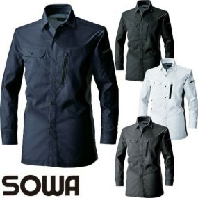 桑和 SOWA 作業服 長袖シャツ 3018-02 作業着 春夏 2020年春夏新作 制電 ストレッチ 消臭 イージーケア ユニセックス 男女兼用 メンズ レディース対応