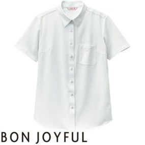 白シャツ ホワイト ワイシャツ レギュラーカラー ボンユニ BONUNI ボストン 半袖ニットシャツ 23243-81 飲食店 制服 ユニフォーム レディース レストラン カフェ おしゃれ かわいい女性用 事務 オフィス ビジネス フォーマル