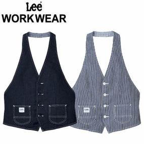 飲食店ユニフォーム 上着 メンズ レディース Lee ベスト LCV19003 ベスト ジレ 制服 レストラン カフェ サービス業 デニム おしゃれ シンプル スタイリッシュ