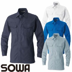 作業服 長袖シャツ 桑和 SOWA 防汚ストレッチ長袖シャツ 5048-02 作業着 春夏 ストレッチ 優れた吸汗性 防汚加工 野帳ポケット