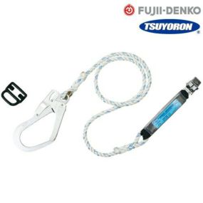 安全帯 ツヨロン 藤井電工 1丁掛け ロープ式ランヤード ( 第一種適合 タイプ1 ) シングルランヤード 新規格 墜落制止用器具 ロープ式 第1種ショックアブソーバ付き フルハーネス フルハーネス型用