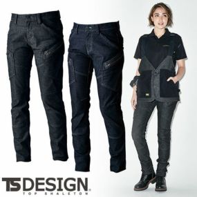 作業服 レディース パンツ 藤和 TS Design レディーススリムカーゴパンツ 51441 作業着 春夏 ストレッチ 洗い加工 デニム カッコいい おしゃれ