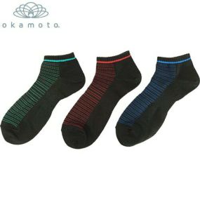 靴下 岡本 10倍破れにくいソックス 甲メッシュ 先丸 ショート丈 3足組 カラーアソート 981-218-25-00、481-218-27-00 ソックスソックス 靴下