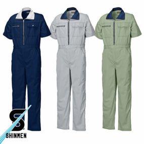 作業服 つなぎ シンメン CVC 半袖円管服（つなぎ） 7180 作業着 春夏作業着 作業服 つなぎ 春夏