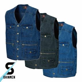 鳶服 上着 シャツ シンメン スラブデニムベスト 820 作業服 秋冬 通年作業着 鳶服 シャツ 上着 秋冬 通年