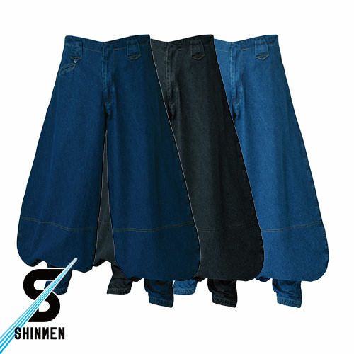 鳶服 ニッカポッカ パンツ シンメン スラブデニム超超ロング八分