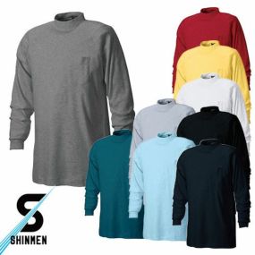 Tシャツ 長袖 シンメン 綿スムース長袖ハイネック 3108 長袖Tシャツ長袖Tシャツ カジュアル