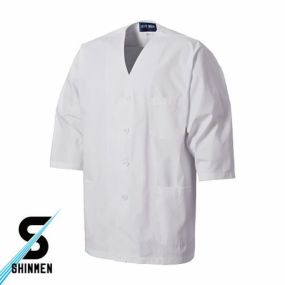 作業服 半袖シャツ シンメン 男性用襟無七分白衣 15000 作業着 春夏作業着 作業服 半袖 春夏