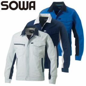 作業服 ブルゾン 桑和 SOWA 長袖ブルゾン 962 作業着 春夏 制電 ストレッチ 消臭 イージケア レディース対応 野帳ポケット