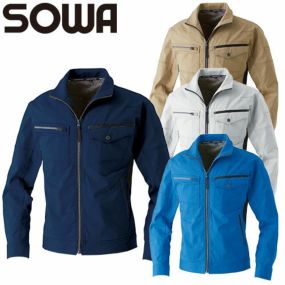 作業服 ブルゾン 桑和 SOWA 長袖ブルゾン 3042-00 作業着 通年 秋冬 制電 ストレッチ 消臭 イージーケア 男女共用 野帳ポケット おしゃれ かっこいい 人気 ワーク企業 法人 作業 工場 外作業