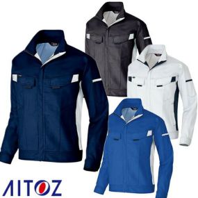 作業服 綿 100% ブルゾン 長袖 AZ-5101 作業着 ジャンパー アイトス AITOZ ストレッチ 動きやすい おしゃれ かっこいい ポケット 人気 作業 工場 外作業 ユニフォーム 仕事 4L 5L 6L 秋冬 メンズ レディース 男女兼用 防寒着 防寒ジャケット