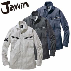 作業服 長袖シャツ 自重堂 Jawin ストレッチ長袖シャツ 57404 作業着 春夏 ストレッチ 帯電防止 消臭 抗菌 カッコいい おしゃれ