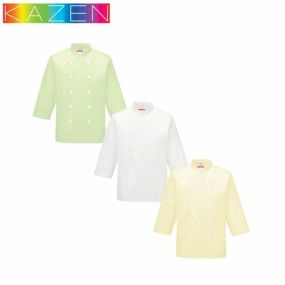 制服 ユニフォーム KAZEN カゼン コックシャツ 七分袖 APK210 -2 ～ -24 飲食店 シェフ 接客 厨房服 調理服 男女兼用 レストラン カフェ ベーカリー パン屋 パティシエ 中華 おしゃれ かわいい かっこいい 異物混入防止