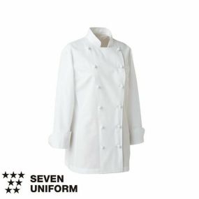 セブンユニフォーム 業務用 厨房服 調理服 超長綿コックコート 長袖 AA451 キッチン スタッフ シェフ 女性用 レディース 綿100 おしゃれ 飲食店 厨房服 調理服 レストラン フレンチ イタリアン 中華 かっこいい 制服 ユニフォーム プロ仕様 ブランド 老舗