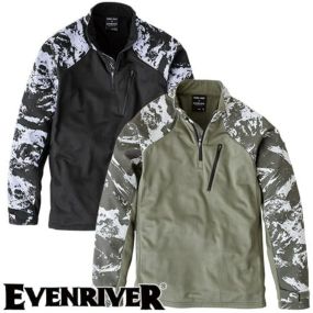 作業服 ブルゾン イーブンリバー EVENRIVER ドライリテンションハーフジップ ME206 作業着 ジャンパー 防寒 保温 暖かい 裏フリース 速乾  秋冬 シンプル おしゃれ かっこいい 人気 ワーク企業 法人 作業 工場 外作業 大きいサイズ 3L 4L ユニフォーム 黒