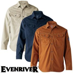 フレイムレジスタントシャツ シャツ 作業服 作業着 仕事着 トップス 難燃 燃えにくい 防炎 長袖 イーブンリバー EVENRIVER SR7006 綿100 コットン ユニフォーム かっこいい ゆったり 無地 秋冬 メンズ ワーク ウェア 溶接 鋳造 工場 アウトドア 焚き火 バーベキュー