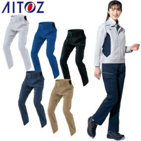 カーゴパンツ ノータック 男女兼用 アイトス AITOZ AZ-3521 作業服 作業着 ズボン ボトムス 秋冬 通年 ポリエステル ストレッチ 伸びる 塗装 DIY diy おしゃれ かっこいい かわいい 可愛い 人気 パンツ メンズ レディース 帯電防止 ストレッチ