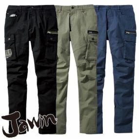 Jawin ストレッチ ノータック カーゴパンツ 自重堂 53502 作業服 作業着 ズボン ボトムス 秋冬 通年 綿 ポリエステル 作業 工事 土木 塗装 DIY diy カジュアル ミリタリー 男女兼用 おしゃれ かっこいい かわいい 可愛い スリム 細身
