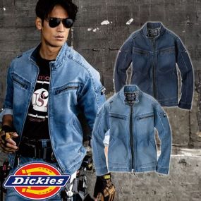 作業服 ジャンパー 作業着 ディッキーズ Dickies D-2900 ストレッチシルキーデニムジャケット ブルゾン ストレッチ 軽い 柔らかい 通年 秋冬 人気 定番 上着 おしゃれ かっこいい シンプル ワーク 作業 工場 外作業 仕事 土木 工事 現場 大きいサイズ XL XXL 青 水色
