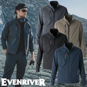 コーデュラ ストレッチ ジャケット 作業服 作業着 ジャンパー イーブンリバー EVENRIVER GR1007 春夏 伸縮素材 シンプル 定番 現場用 ワークウエア ファスナー 制服 ユニフォーム おしゃれ オシャレ かっこいい