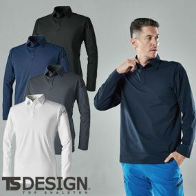 作業服 ポロシャツ 長袖 藤和 TS Design  TSDEOドライロングスリーブポロシャツ 9075 作業着 春夏 消臭 吸汗速乾 UVカット 制電 台襟仕様 シンプル カッコいい おしゃれ タウンユース アウトドア 男女兼用