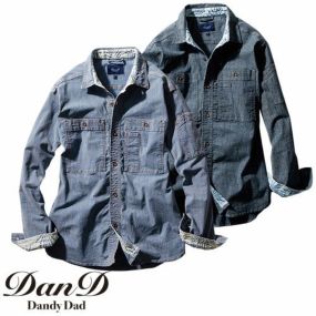 作業服 長袖シャツ 桑和 SOWA  Dandy Dad 長袖シャツ 1472-05 作業着 通年 秋冬 アメリカンワークスタイル 製品洗い加工 渋い おしゃれ ダンディー カジュアル タウンユース カッコいい