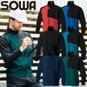 作業服 ジャンパー 桑和 SOWA 長袖ブルゾン 7532-00 作業着 通年 秋冬 制電 ストレッチ 消臭 男女共用 野帳ポケット 反射 エコ