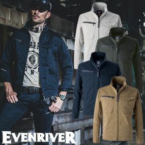 作業服 ブルゾン イーブンリバー EVENRIVER ソリッドストレッチジャケット US1607 作業着 通年 秋冬 アウトドア タウンユース シンプル カッコいい スッキリシルエット